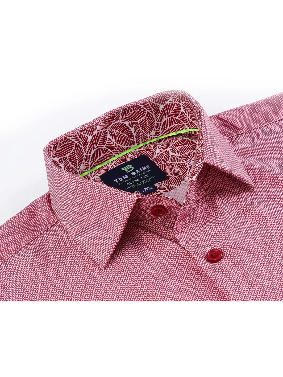 Мужская классическая рубашка slim fit с длинным рукавом и геометрическим рисунком Tom Baine — изображение 3 из 4, красный