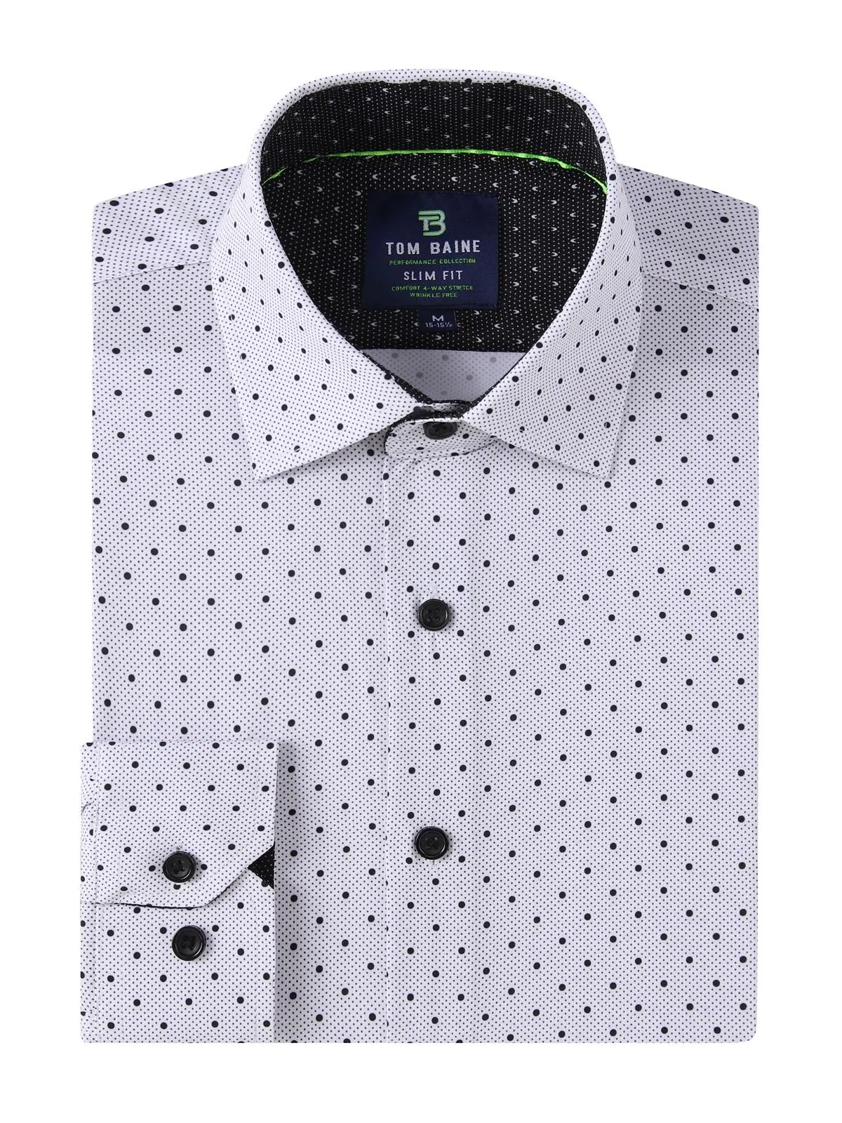 Мужская классическая рубашка slim fit с длинным рукавом и геометрическим рисунком Tom Baine — изображение 1 из 4, белый