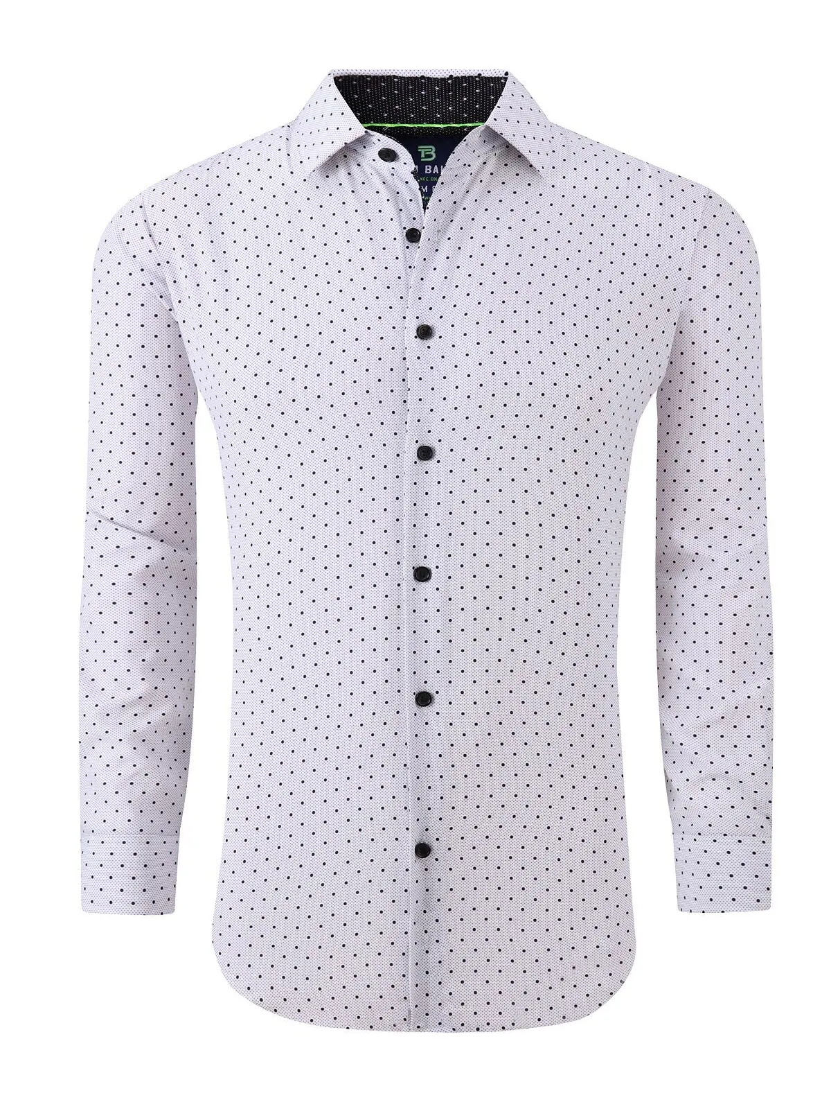 Мужская классическая рубашка slim fit с длинным рукавом и геометрическим рисунком Tom Baine — изображение 2 из 4, белый