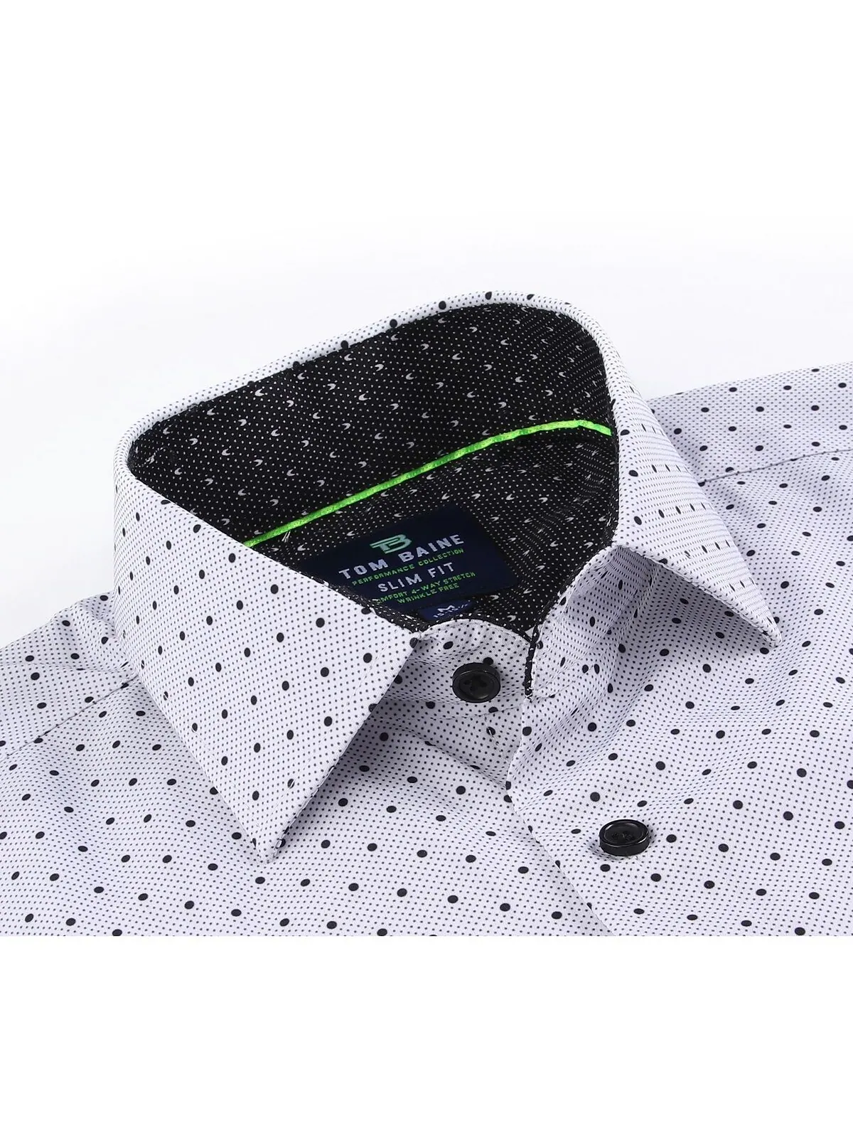 Мужская классическая рубашка slim fit с длинным рукавом и геометрическим рисунком Tom Baine — изображение 3 из 4, белый