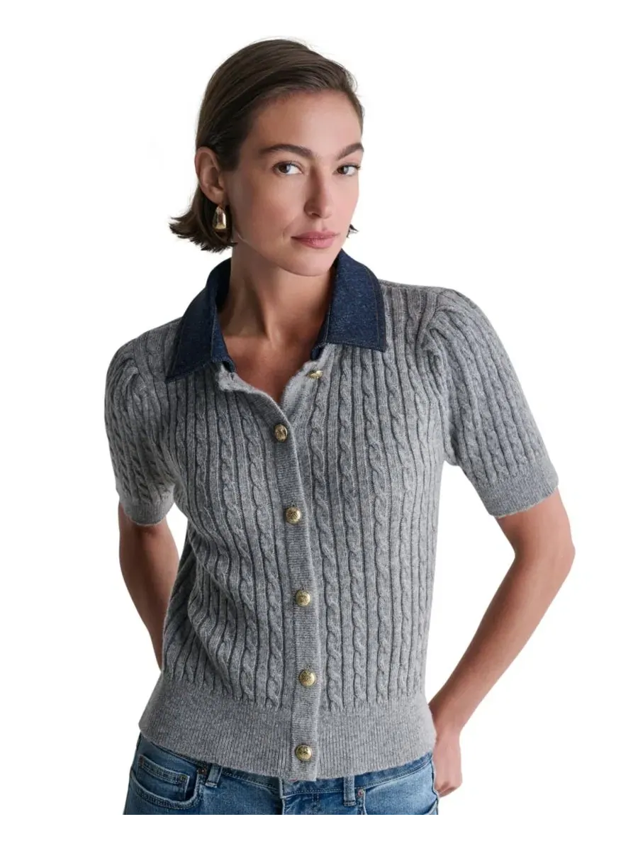 Кардиган с коротким рукавом и фактурной вязкой Cable-Knit BCBG