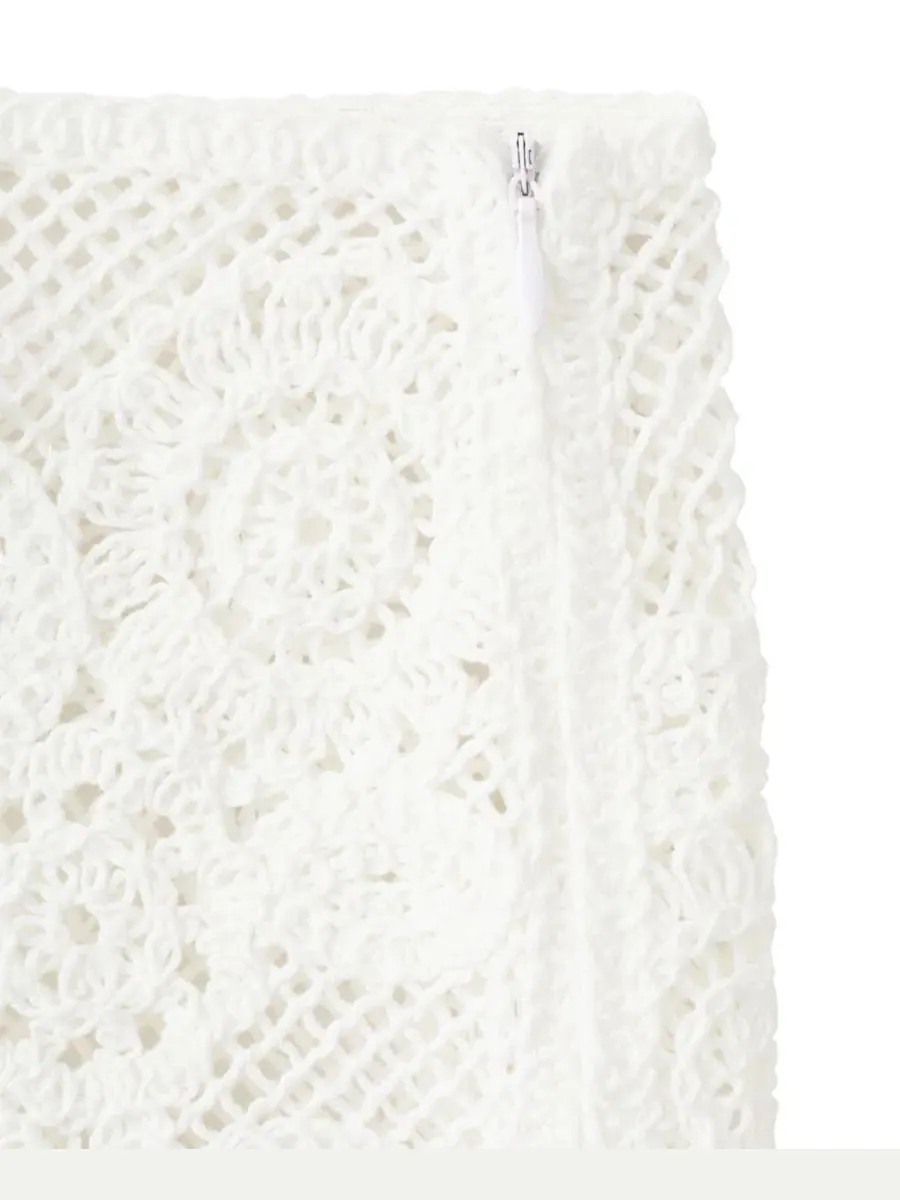 Женская юбка-миди из кружева, модель Floral Crocheted MANGO — изображение 6 из 8, белый