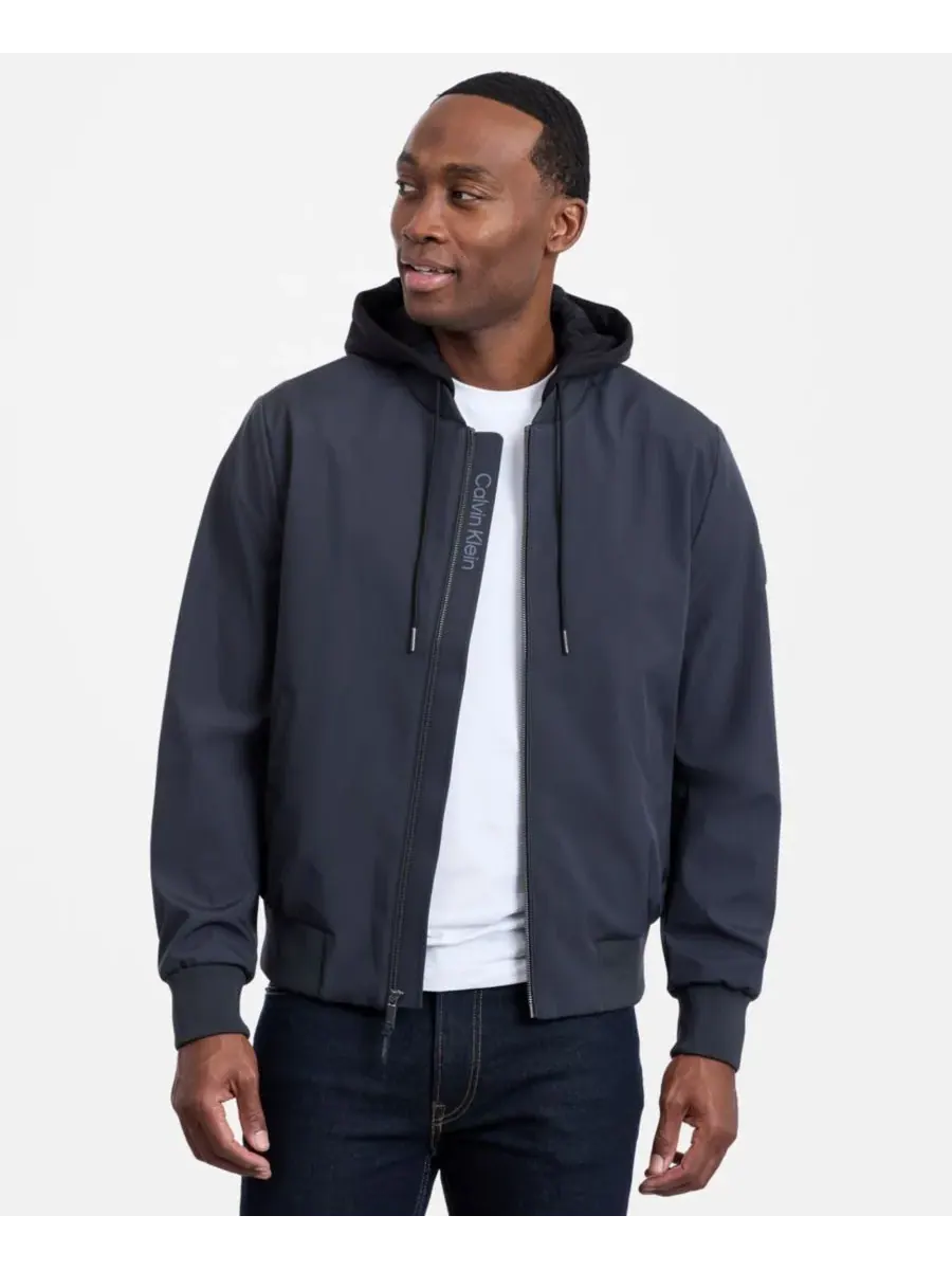 Мужская вязаная куртка-бомбер с капюшоном Calvin Klein