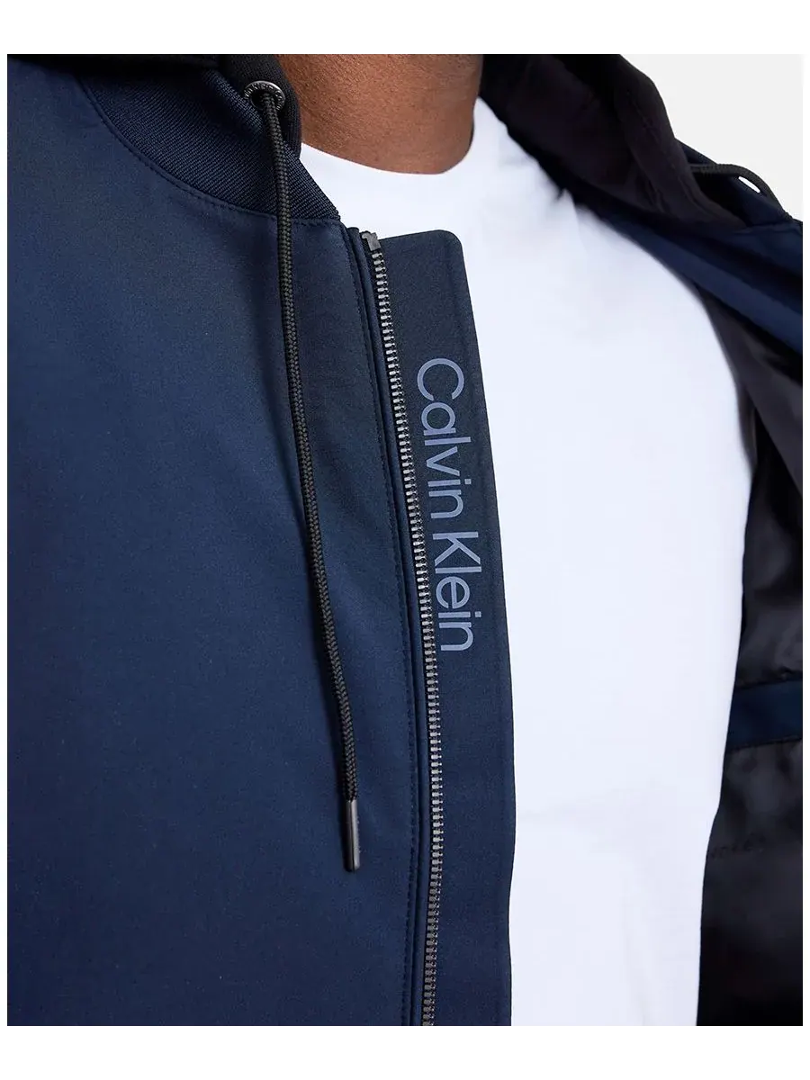 Мужская вязаная куртка-бомбер с капюшоном Calvin Klein — изображение 5 из 7, сапфировый