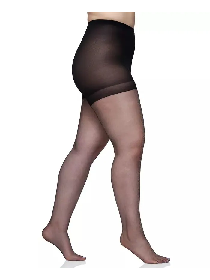 Женские колготки Queen Plus Size Shimmers Ultra Sheer Control Top 4412 Berkshire — черный