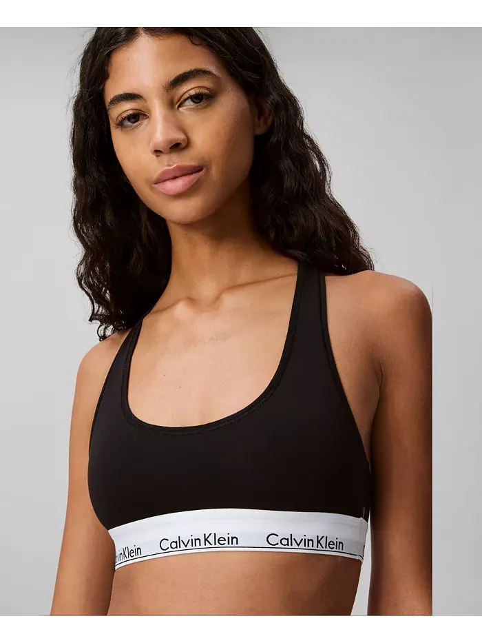 Calvin Klein Женский современный хлопковый бюстгальтер-бралетт F3785 — изображение 1 из 5, черный