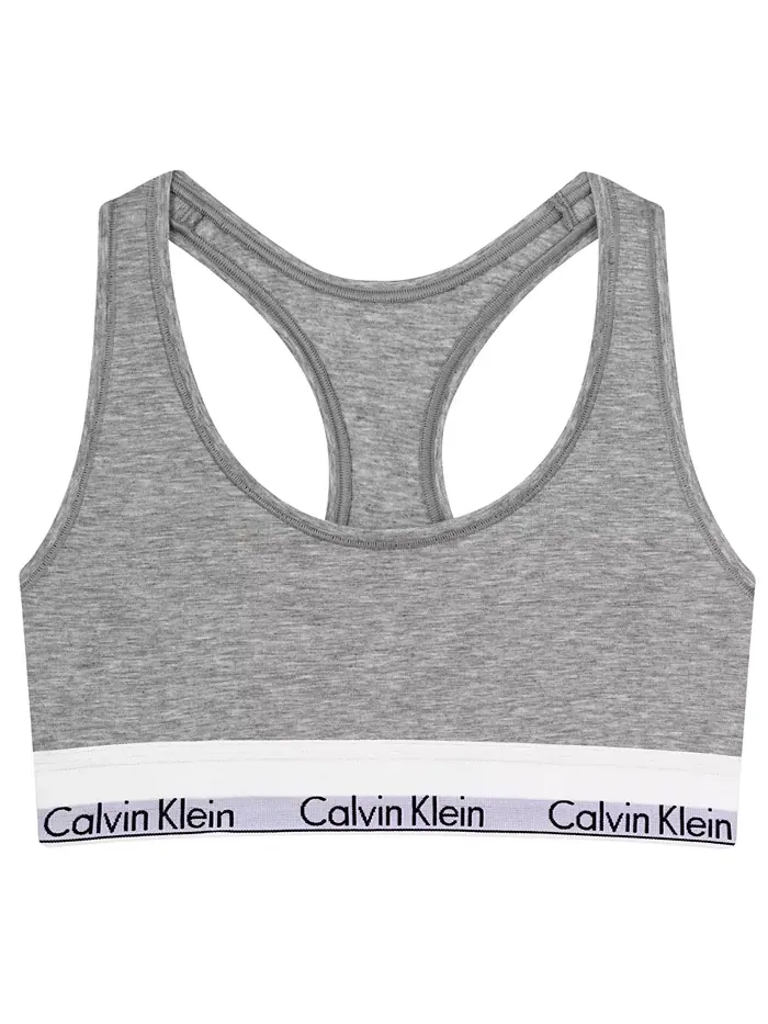 Calvin Klein Женский современный хлопковый бюстгальтер-бралетт F3785 — изображение 6 из 6, серый