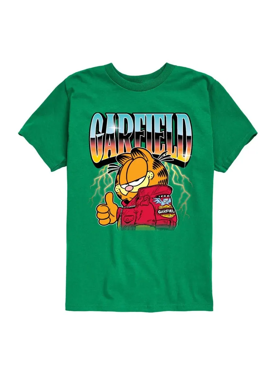 Детская футболка с коротким рукавом и графическим принтом, размер 8-20 Garfield — изображение 1 из 3, зеленый