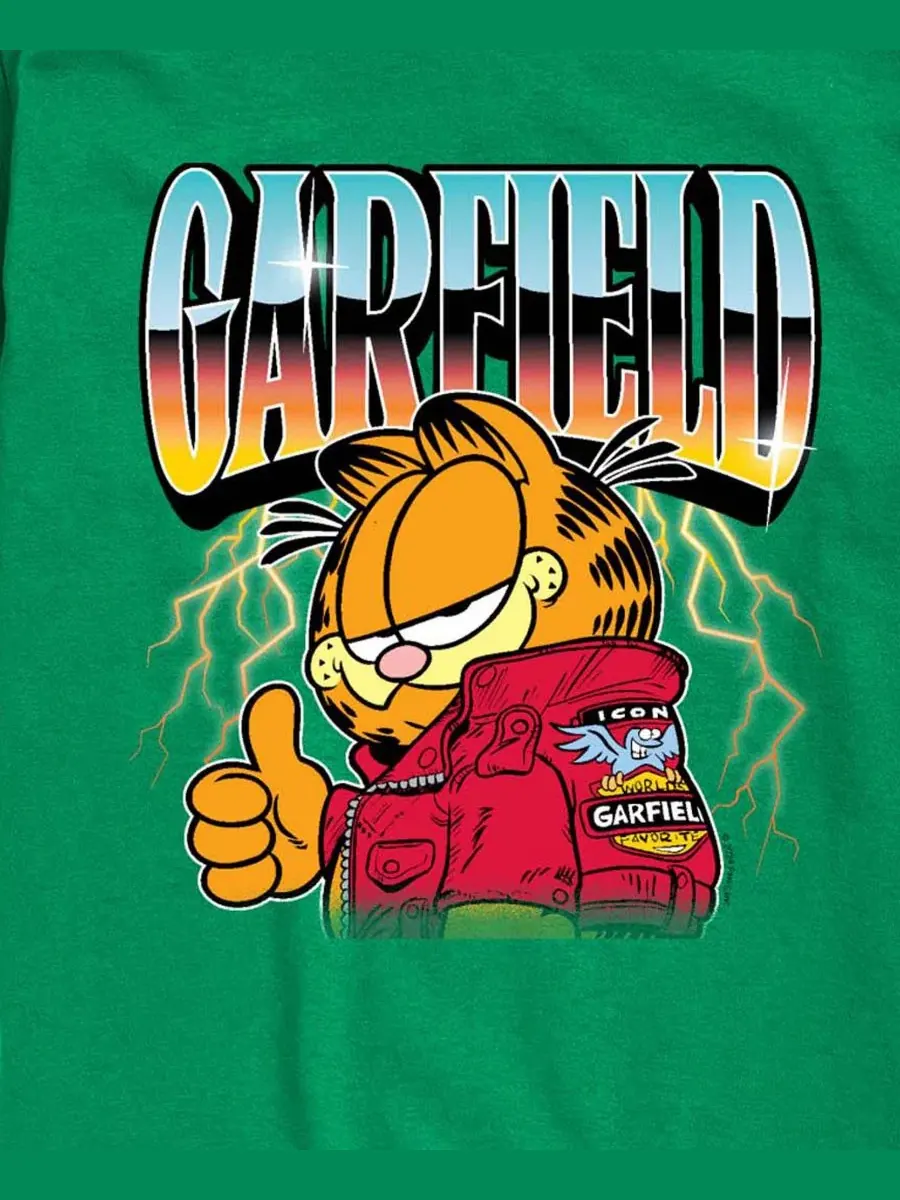 Детская футболка с коротким рукавом и графическим принтом, размер 8-20 Garfield — изображение 3 из 3, зеленый