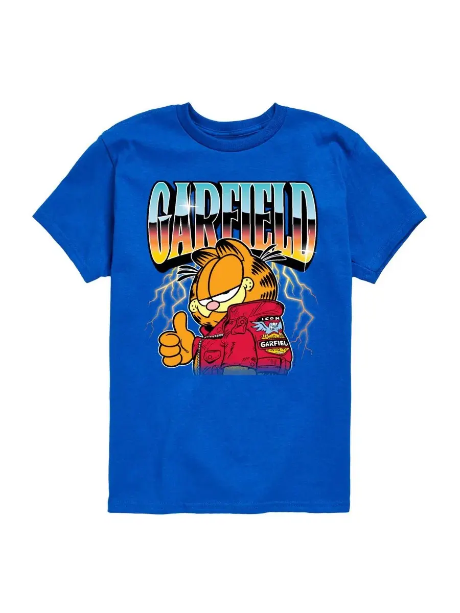 Детская футболка с коротким рукавом и графическим принтом, размер 8-20 Garfield — синий