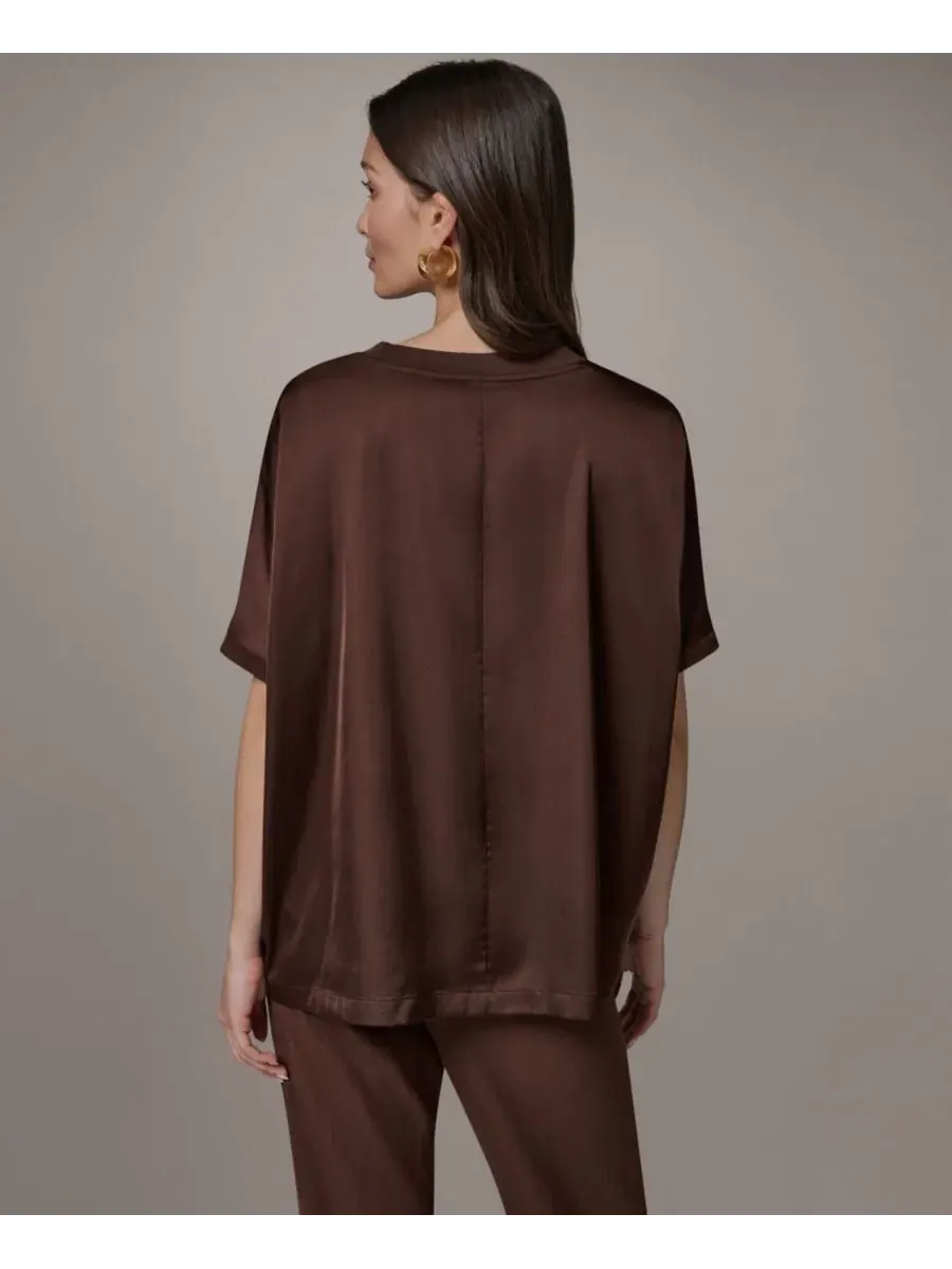 Женская блузка свободного кроя с круглым вырезом Donna Karan Weekend — изображение 2 из 7, каньонный