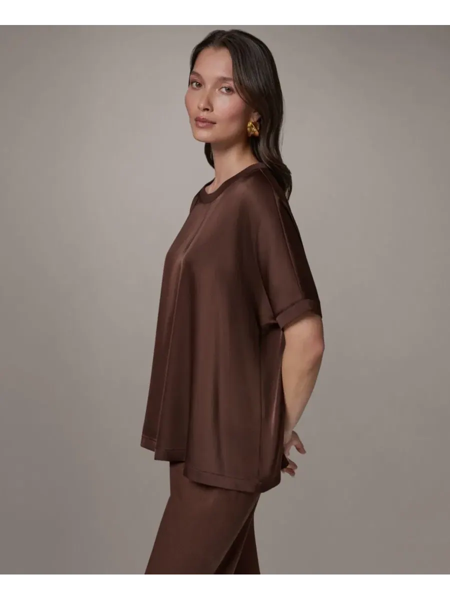 Женская блузка свободного кроя с круглым вырезом Donna Karan Weekend — изображение 3 из 7, каньонный