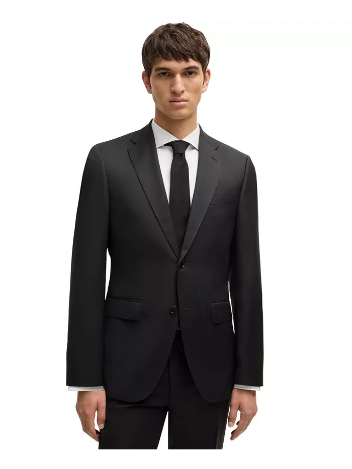 BOSS by Men's Virgin-Wool Serge Suit Jacket – Жакет мужской костюмный из чистой шерсти саржевого — изображение 1 из 4, черный