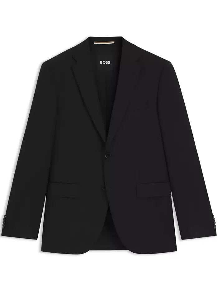 BOSS by Men's Virgin-Wool Serge Suit Jacket – Жакет мужской костюмный из чистой шерсти саржевого — изображение 2 из 4, черный