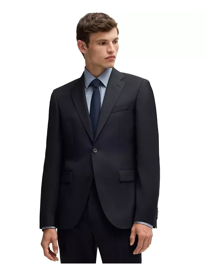 BOSS by Men's Virgin-Wool Serge Suit Jacket – Жакет мужской костюмный из чистой шерсти саржевого