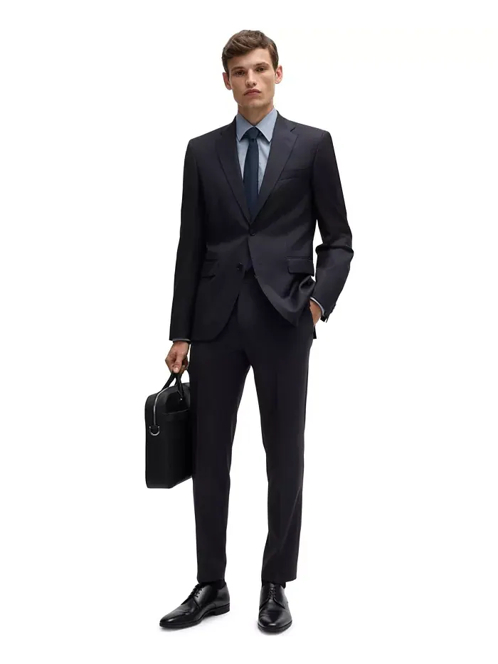 BOSS by Men's Virgin-Wool Serge Suit Jacket – Жакет мужской костюмный из чистой шерсти саржевого — изображение 4 из 4, синий