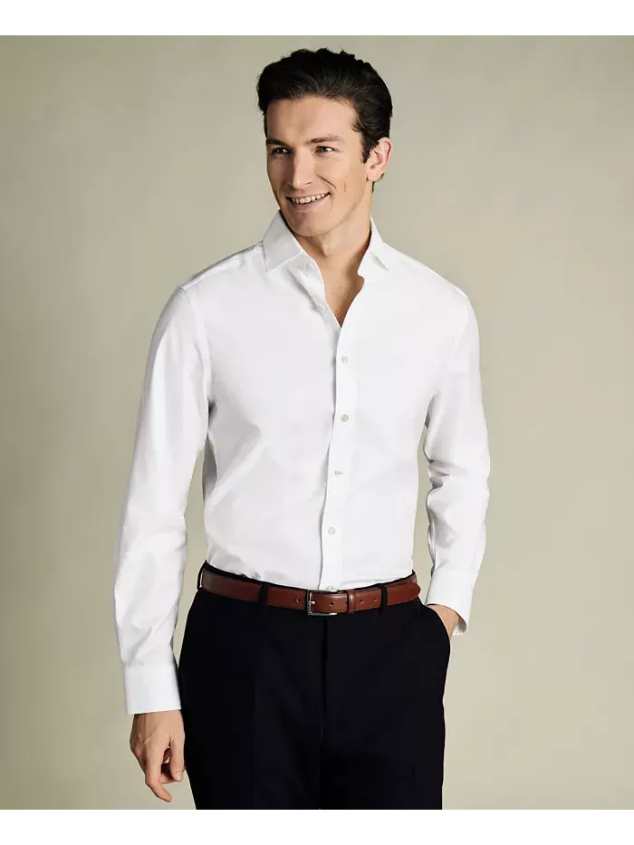 Мужская классическая рубашка Slim-Fit из поплина Charles Tyrwhitt — белый