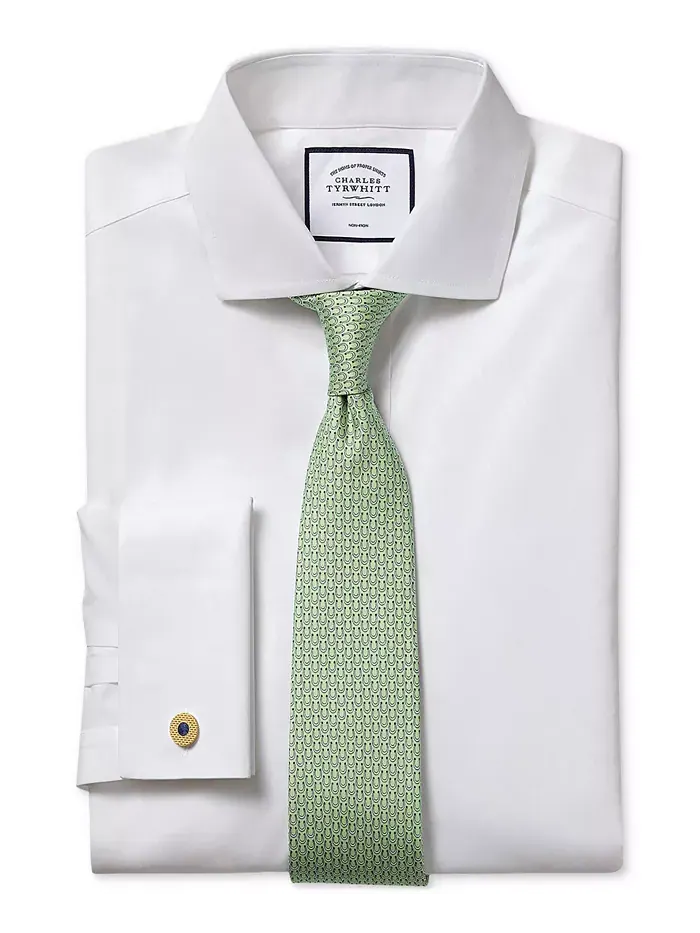 Мужская классическая рубашка Slim-Fit из поплина Charles Tyrwhitt — изображение 4 из 4, белый