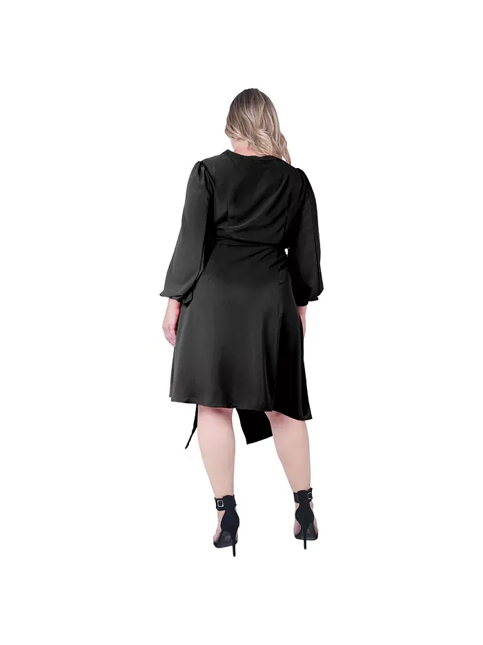 Платье с асимметричным подолом и рукавами-фонариками на пуговицах Plus Size Standards & Practices — изображение 2 из 2