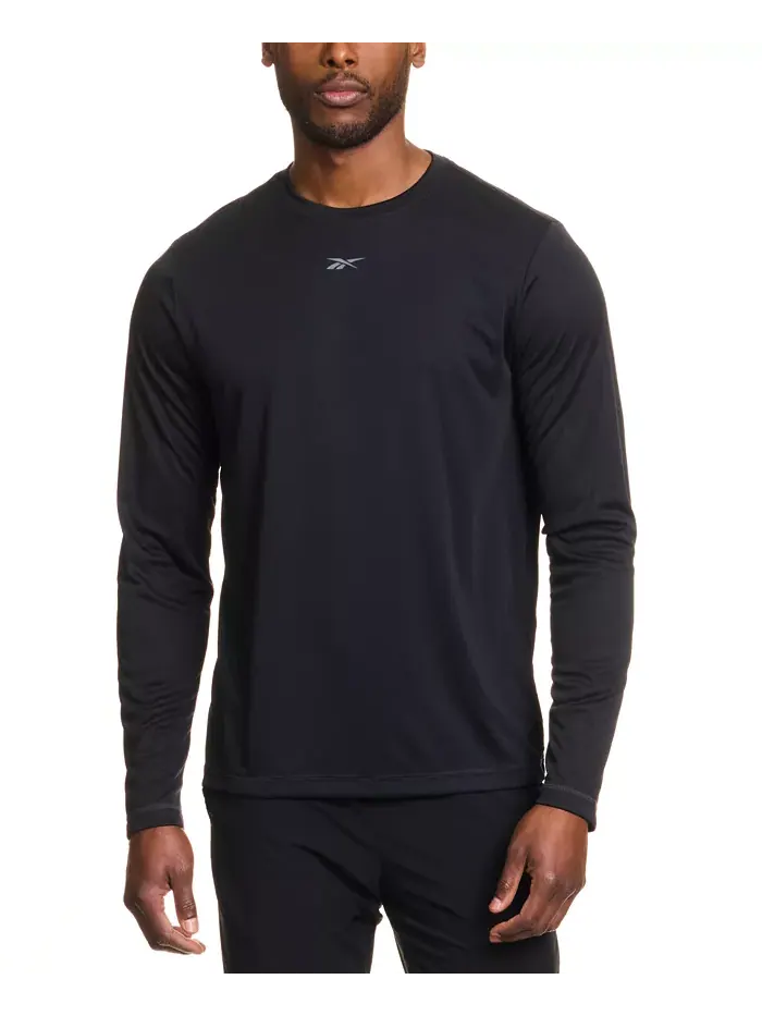 Мужская футболка с длинным рукавом Tech и логотипом Crewneck Reebok — изображение 1 из 3, черный