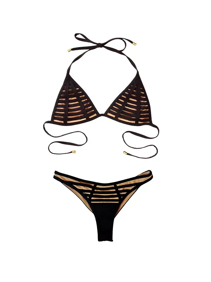 Женский летний бикини-топ Hard Summer с треугольными чашечками и вырезом Beach Bunny Swimwear — изображение 5 из 7, черный