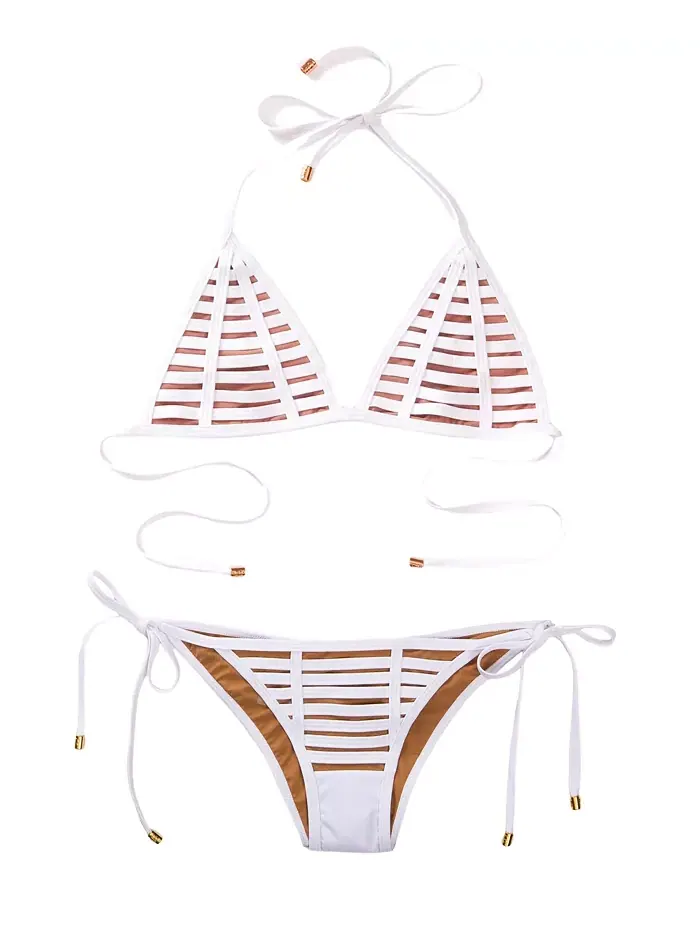 Женский летний бикини-топ Hard Summer с треугольными чашечками и вырезом Beach Bunny Swimwear — изображение 3 из 6, белый