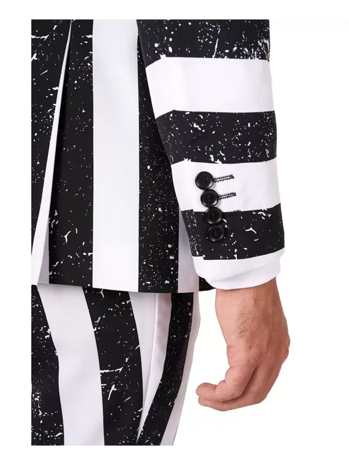 Мужской костюм Beetlejuice Premium - наряд на Хэллоуин в стиле 80-х - Slim Fit - черно-белый — изображение 4 из 7, черный