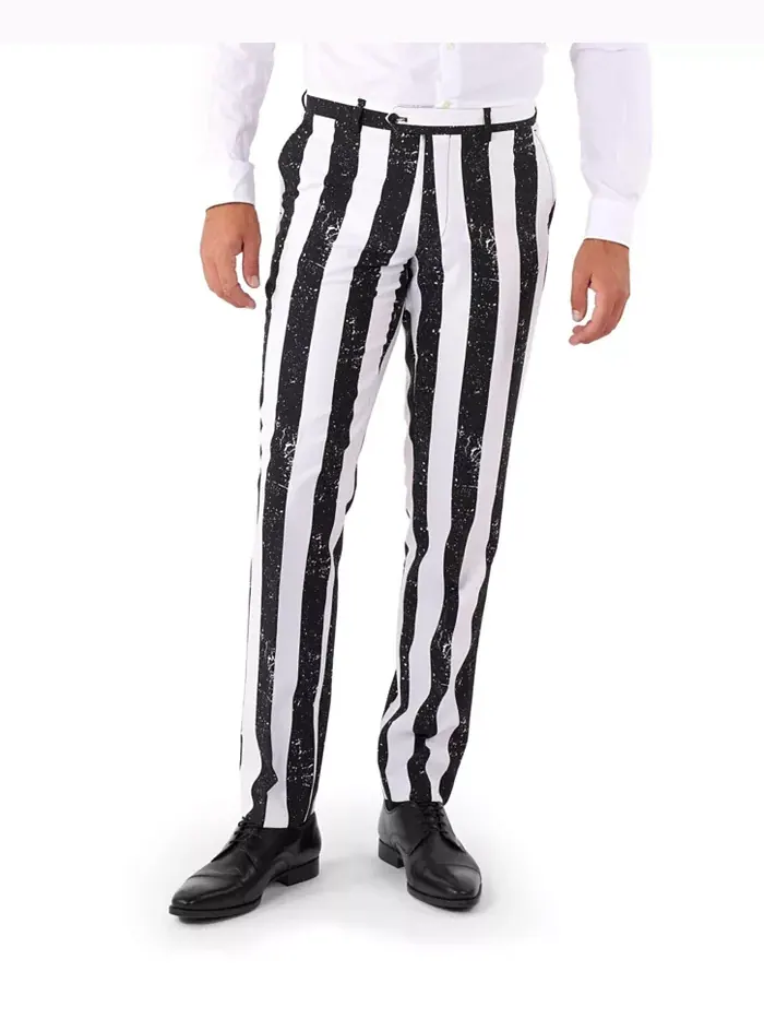 Мужской костюм Beetlejuice Premium - наряд на Хэллоуин в стиле 80-х - Slim Fit - черно-белый — изображение 7 из 7, черный