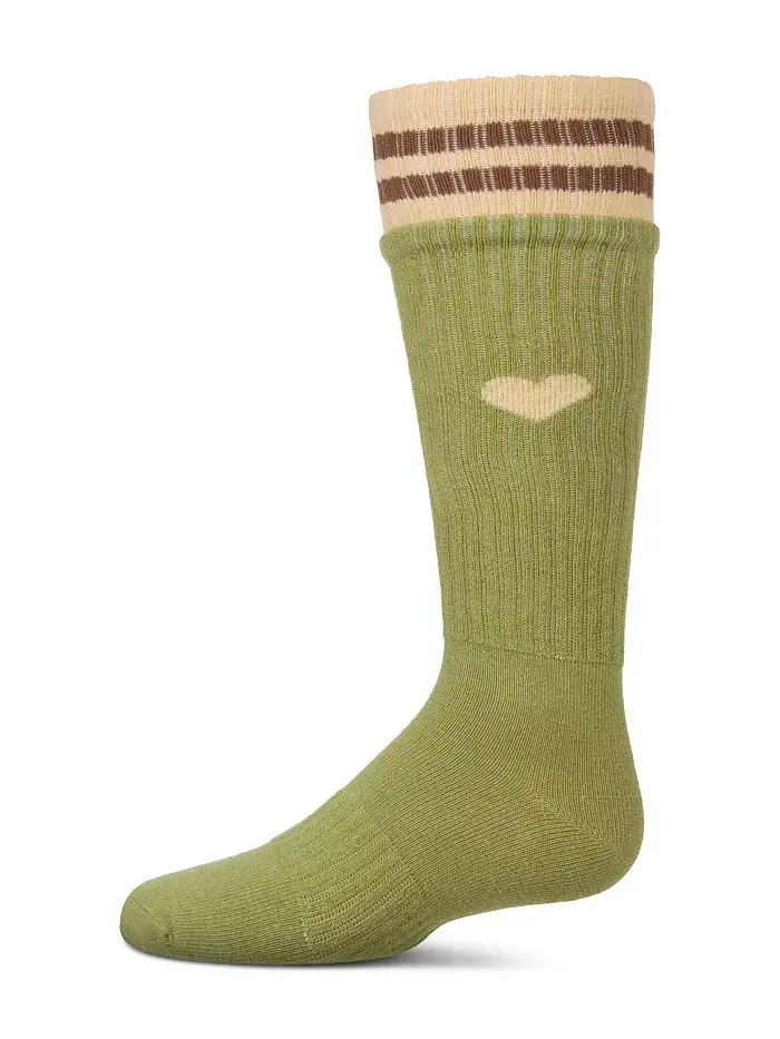 Детские ребристые носки до колена "Heart and Stripes" из хлопкового микса Memoi