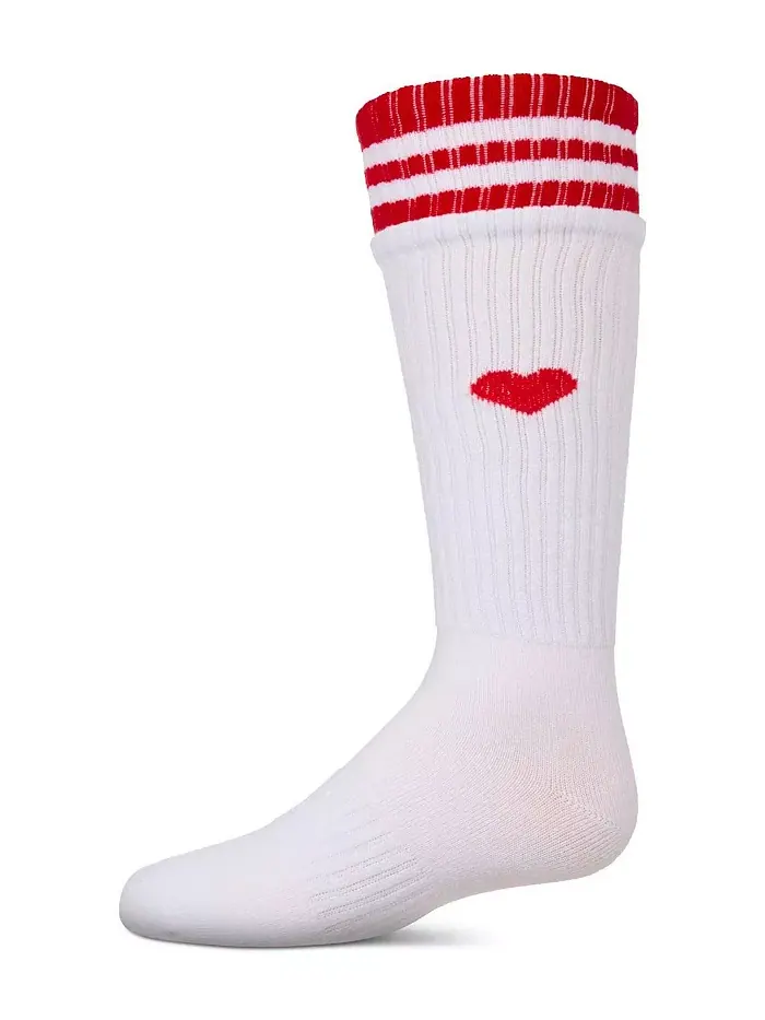 Детские ребристые носки до колена "Heart and Stripes" из хлопкового микса Memoi
