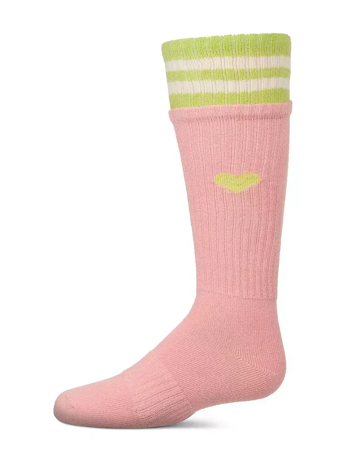Детские ребристые носки до колена "Heart and Stripes" из хлопкового микса Memoi