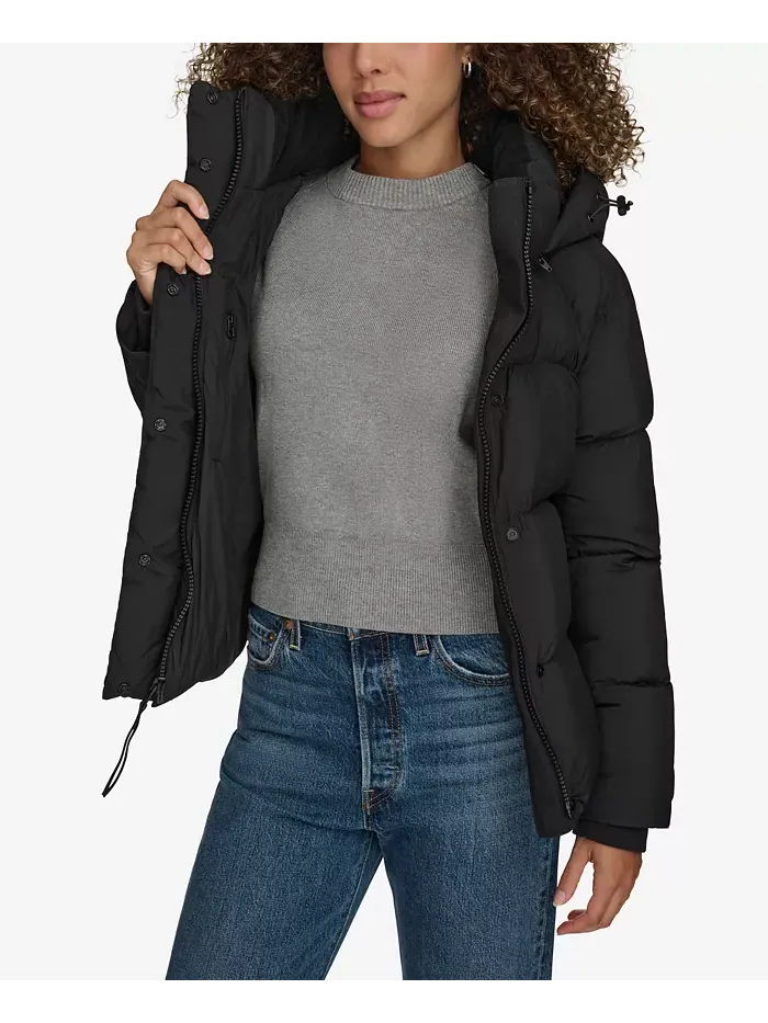 Женская стеганая куртка с капюшоном Puffer Levi's — изображение 2 из 14, черный