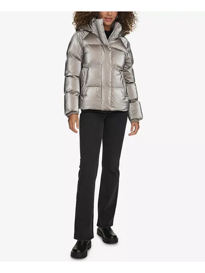 Женская стеганая куртка с капюшоном Puffer Levi's — изображение 11 из 14, черный