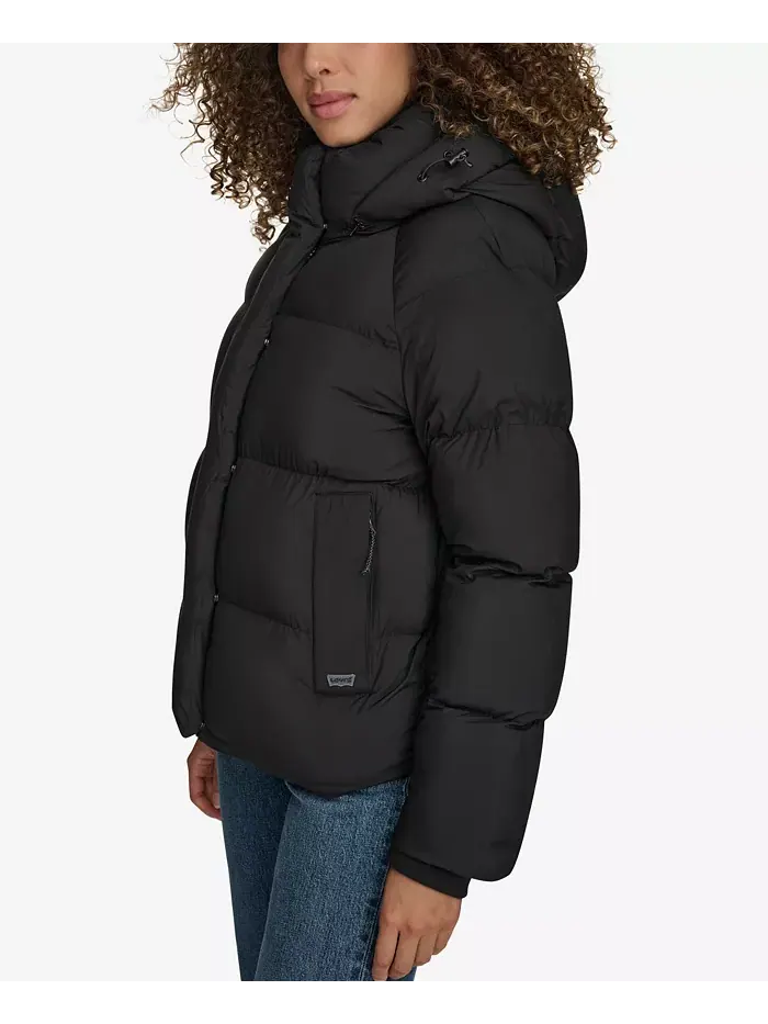 Женская стеганая куртка с капюшоном Puffer Levi's — изображение 4 из 14, черный