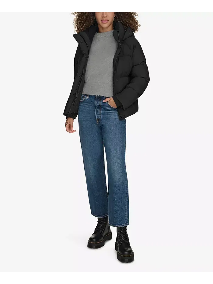 Женская стеганая куртка с капюшоном Puffer Levi's — изображение 5 из 14, черный
