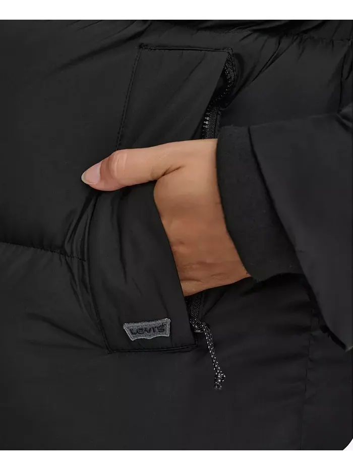 Женская стеганая куртка с капюшоном Puffer Levi's — изображение 6 из 14, черный