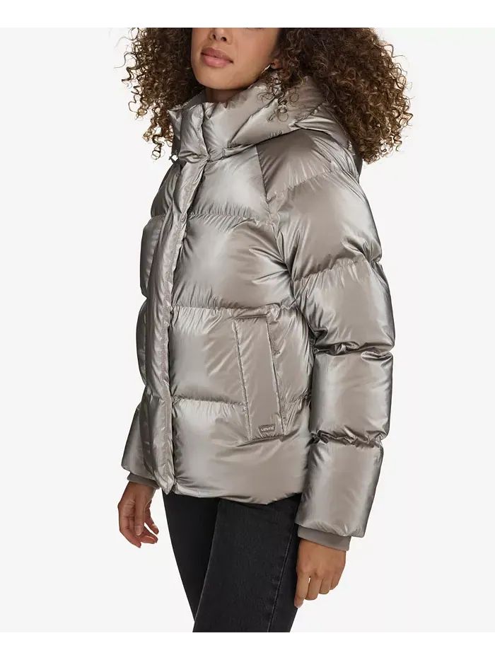 Женская стеганая куртка с капюшоном Puffer Levi's — изображение 10 из 14, черный