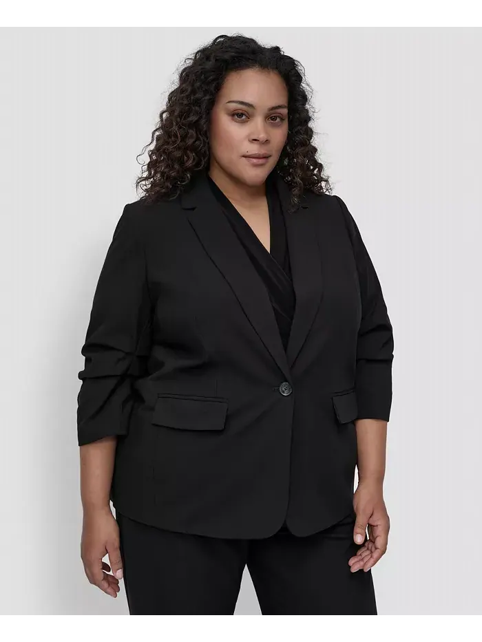 Куртка Madison больших размеров с рукавами 3/4 DKNY — изображение 3 из 5, черный