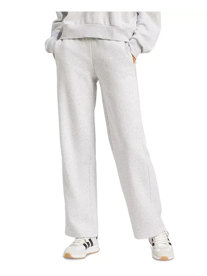 Женские брюки Essentials Feel Cozy Mid-Rise с открытым низом Adidas — изображение 1 из 4, серый