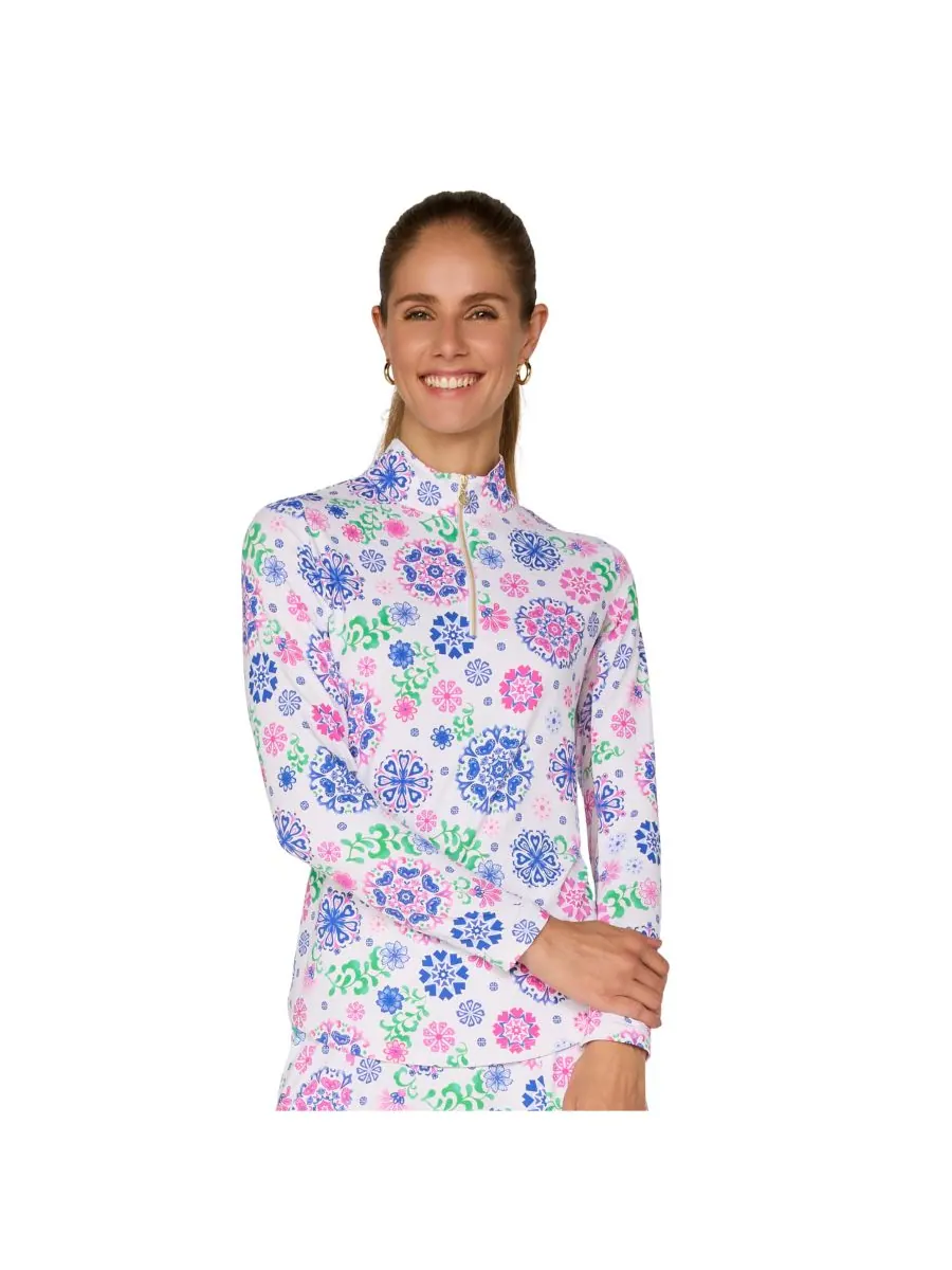 Топ с длинными рукавами и воротником-стойкой от G Lifestyle G Lifestyle Clothing, Carib.turq — изображение 1 из 4