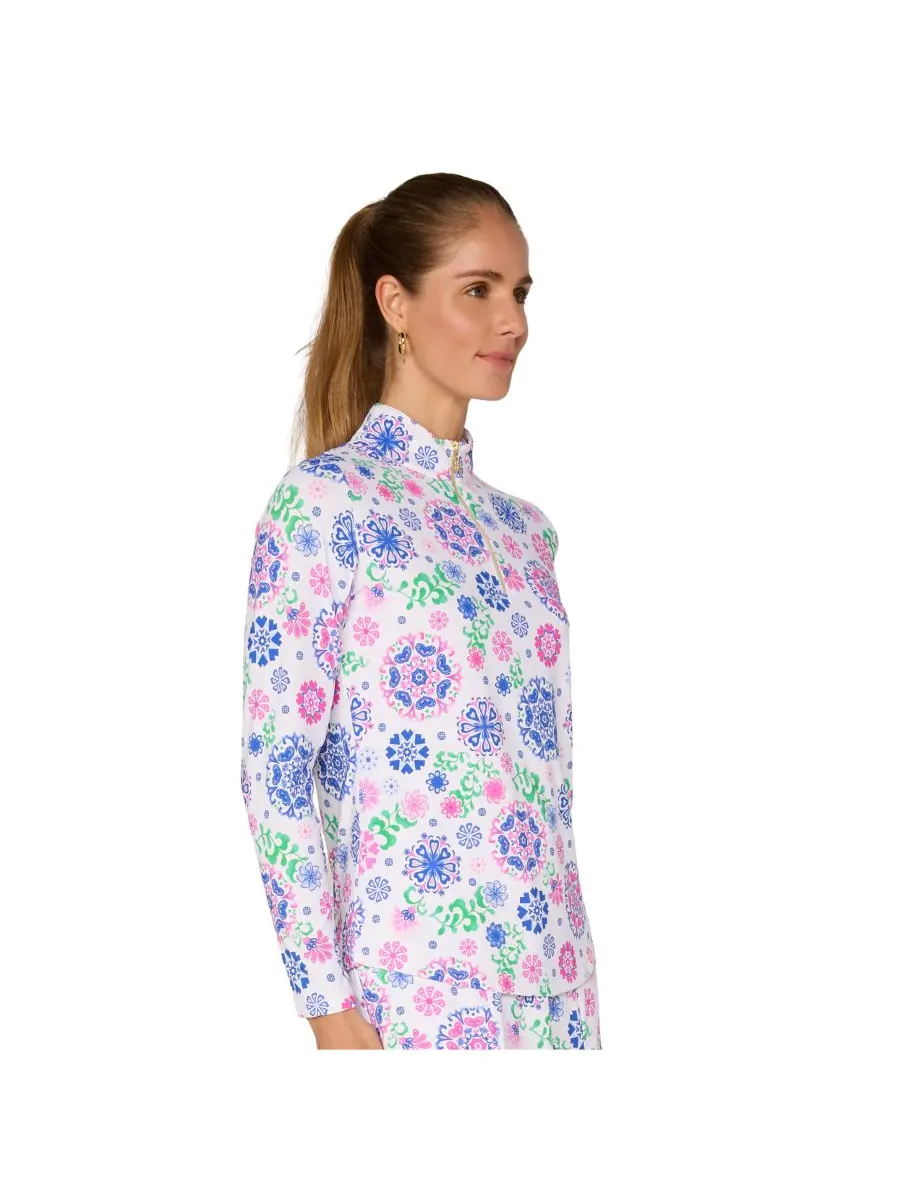 Топ с длинными рукавами и воротником-стойкой от G Lifestyle G Lifestyle Clothing, Carib.turq — изображение 2 из 4