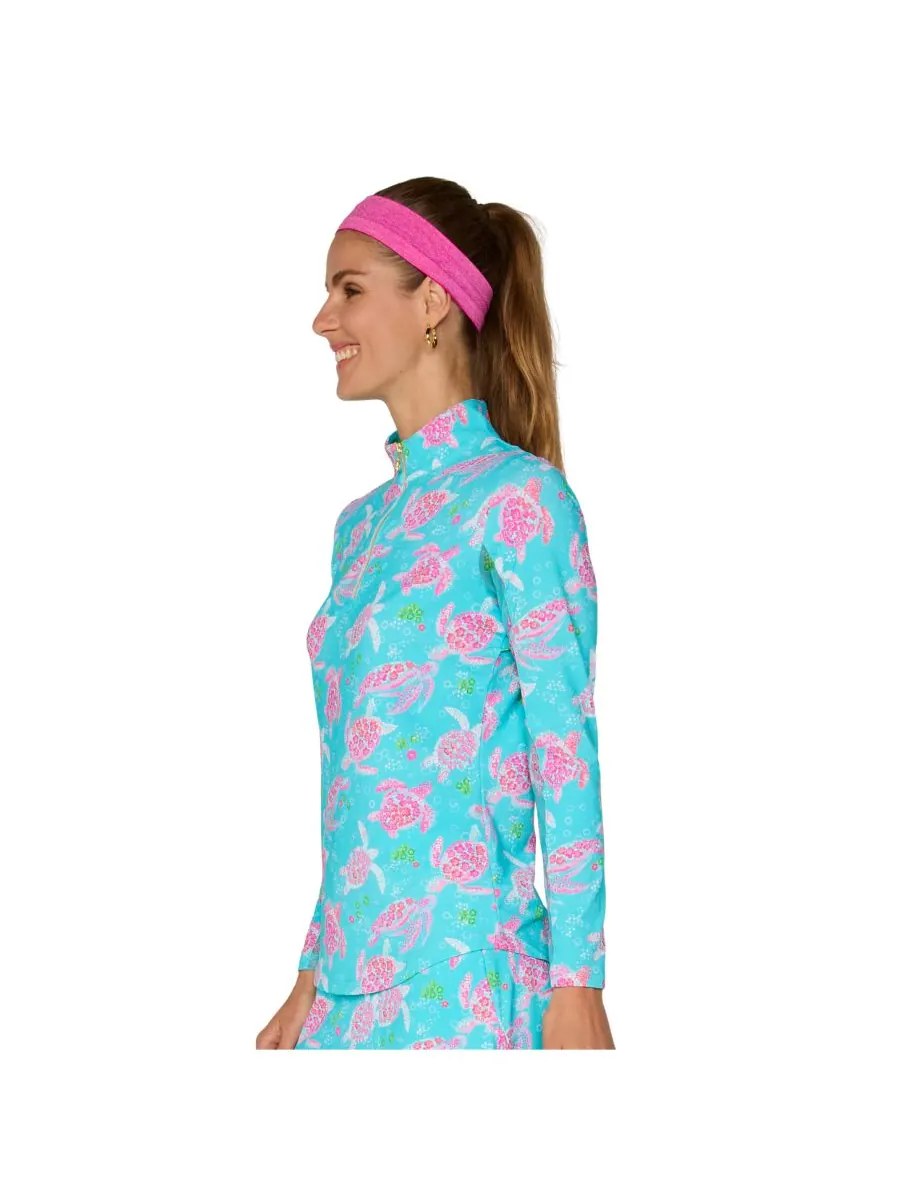Топ с длинными рукавами и воротником-стойкой от G Lifestyle G Lifestyle Clothing, Carib. Turq turtle — изображение 2 из 4