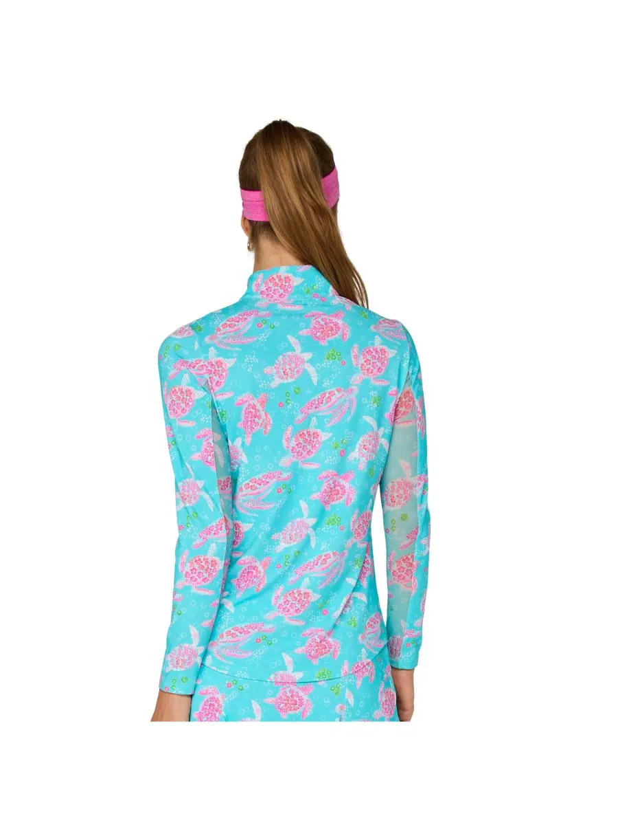Топ с длинными рукавами и воротником-стойкой от G Lifestyle G Lifestyle Clothing, Carib. Turq turtle — изображение 3 из 4