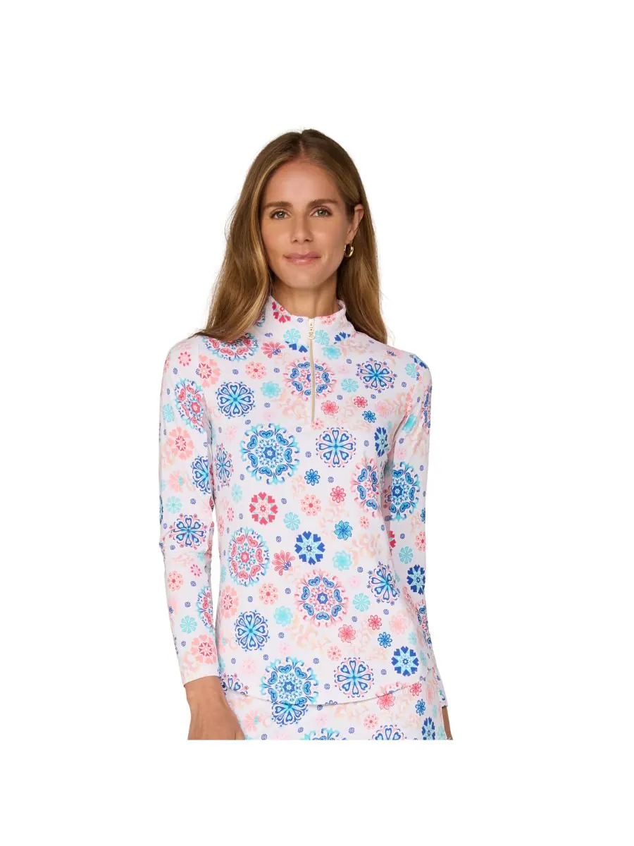 Топ с длинными рукавами и воротником-стойкой от G Lifestyle G Lifestyle Clothing, Coral medallion — изображение 1 из 4