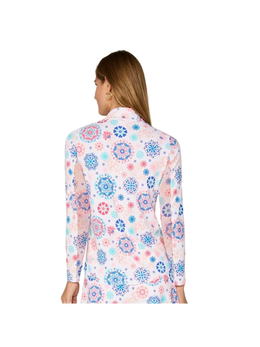 Топ с длинными рукавами и воротником-стойкой от G Lifestyle G Lifestyle Clothing, Coral medallion — изображение 3 из 4