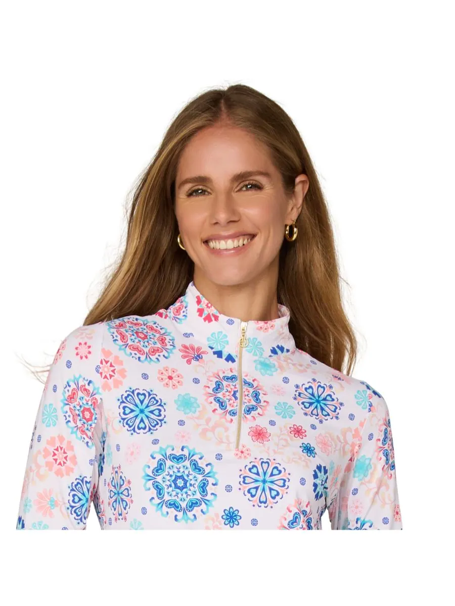 Топ с длинными рукавами и воротником-стойкой от G Lifestyle G Lifestyle Clothing, Coral medallion — изображение 4 из 4