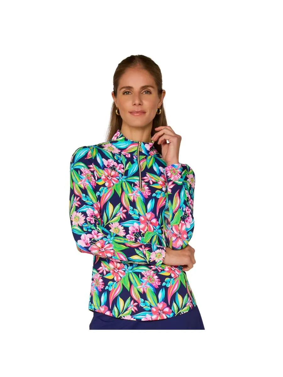 Топ с длинными рукавами и воротником-стойкой от G Lifestyle G Lifestyle Clothing — изображение 1 из 3, темно-синий