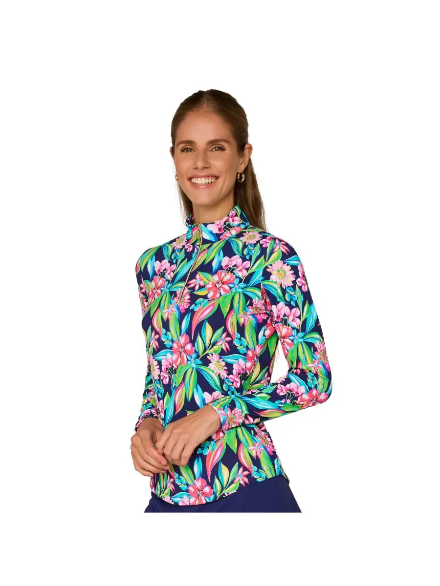 Топ с длинными рукавами и воротником-стойкой от G Lifestyle G Lifestyle Clothing — изображение 2 из 3, темно-синий