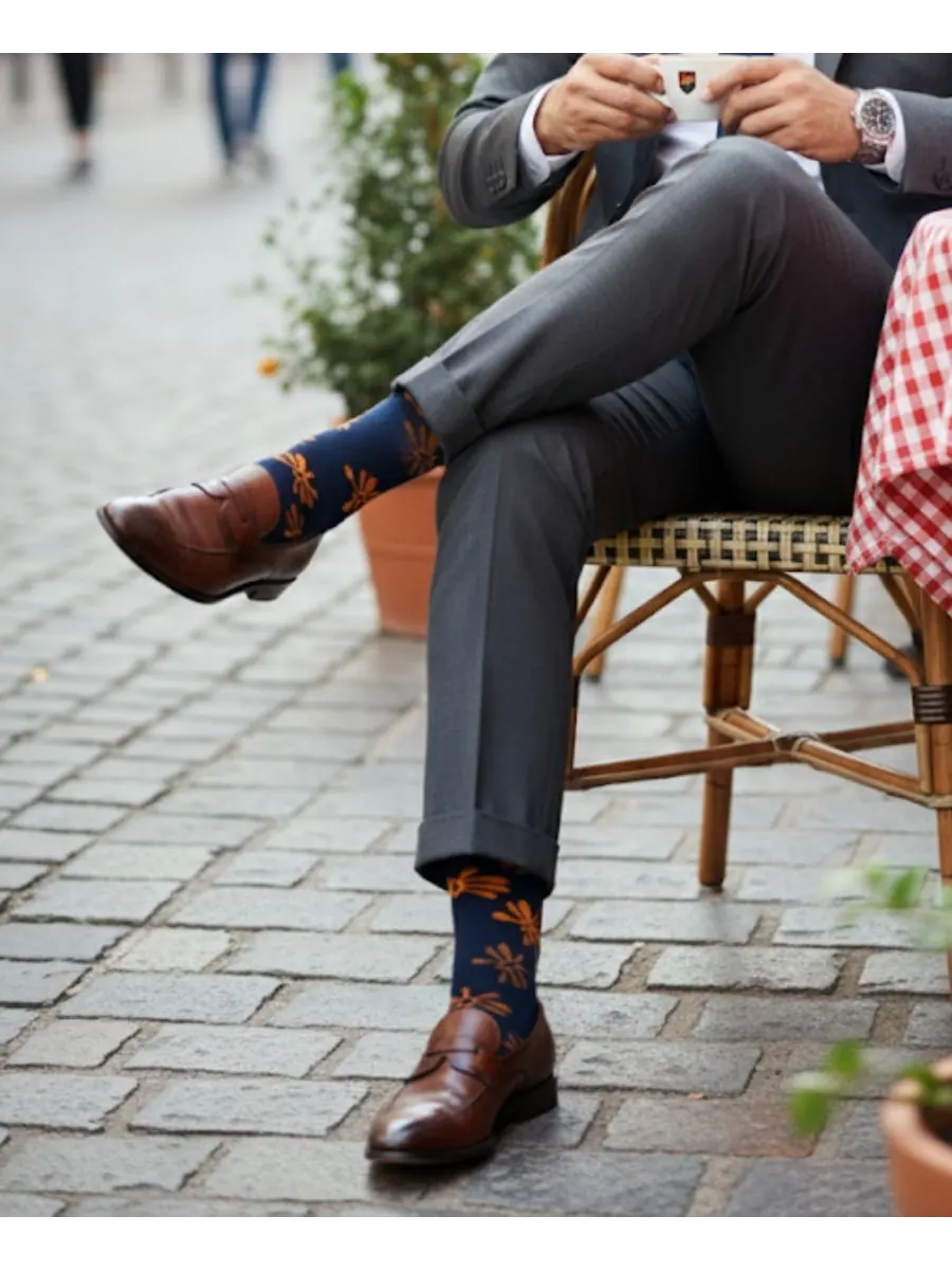Мужские носки с цветочным рисунком Love Sock Company — изображение 3 из 3, темно-синий