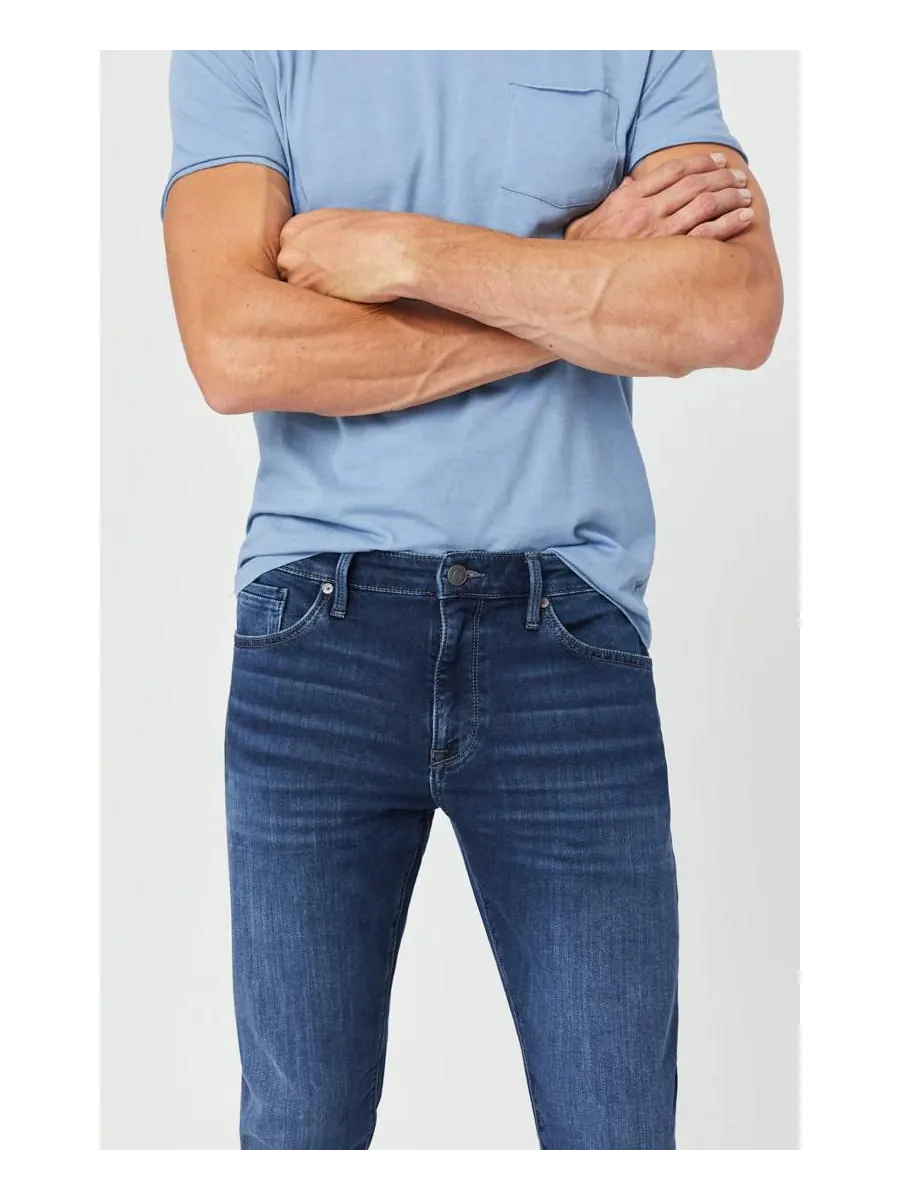 Мужские джинсы Jake Slim Leg Jeans темно-синего цвета, спортивный крой Mavi Jeans — изображение 4 из 5, темный индиго